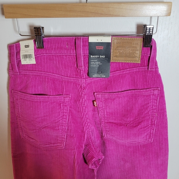 Levi's Premium Baggy Dad Corduroy Pants Size 24 Pink - Picture 8 of 9